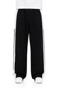 Relaxed Fit Contrast Panel Black Strip Trousers