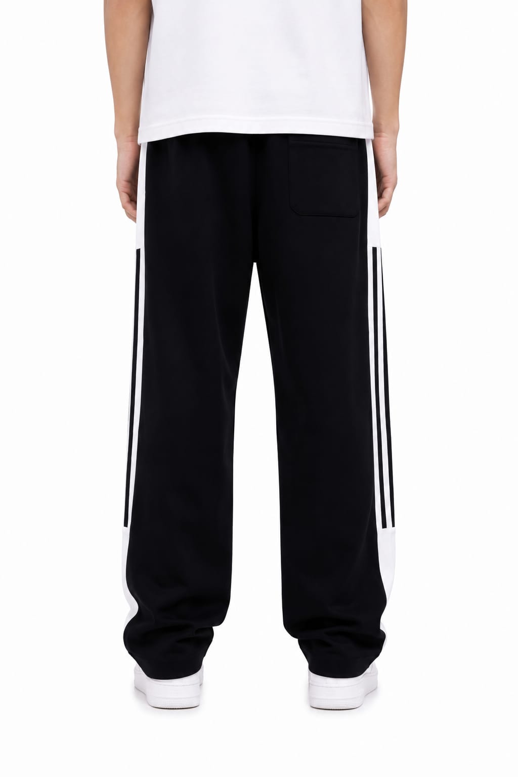 Relaxed Fit Contrast Panel Black Strip Trousers